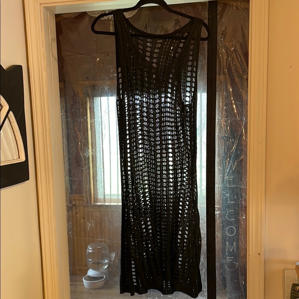 Chic Black Crochet cover up Dress, XXXLfits more like XL